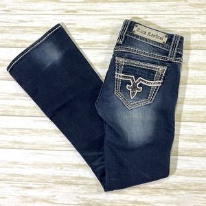 Rock Revival mens 27x29 jacklyn boot cut soft stretch denim blue jeans EUC
